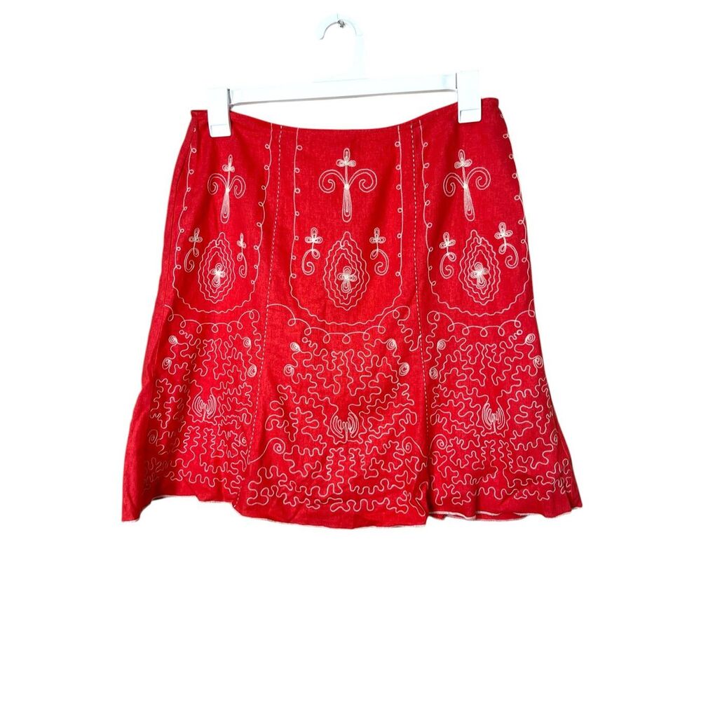 Heart Soul Y2K Embroidered Red Skirt Size 13